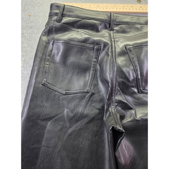 Wilfred Aritzia Black Vegan Leather Straight Leg Pants Size 2 High Rise Pants - Picture 15 of 15